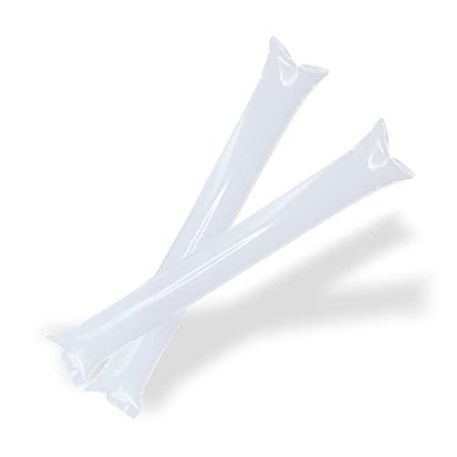 FUN FAN LINE - Pack 100 Coppie di bastoni gonfiabili rumorosi riutilizzabili. Bam Bam Thunder Accessori per Fare tifo, Feste, Animazione ed Eventi Sportivi. (Bianco)
