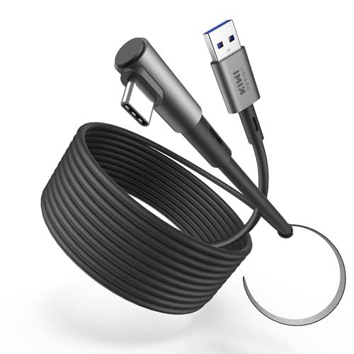 KIWI design Cavo Link 5M Compatibile con Meta Quest 3S/Quest 3 Accessori, Quest 2/Pro/Pico 4 PC Steam VR, USB 3.0 Link Cable con 5Gbps Super Velocità (Nero)