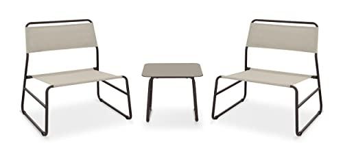 Garden Friend Salotto Cannes S2250009 in acciaio e textilene set composto da un tavolo e due poltrone colore marrone e beige