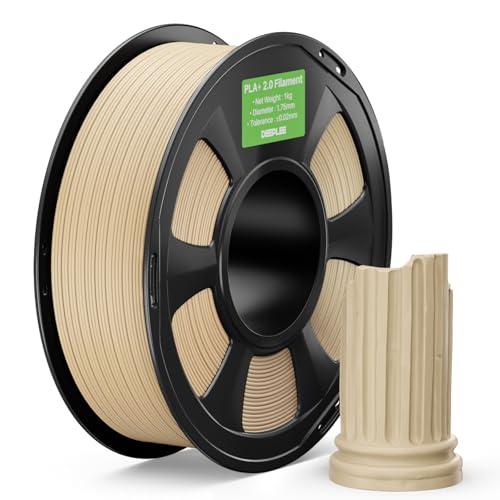 DEEPLEE Filamento PLA+ 2.0 1.75 mm, Alta Tenacità e Finitura Liscia, Bobina da 1 kg Beige, Precisione ±0.02 mm per Stampanti 3D FDM