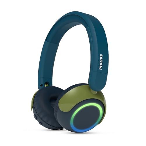 Philips TAK4200CT Serie 4200 Cuffie pieghevoli per bambini on-ear wireless - 45 ore di riproduzione a volume limitato, Condivisione audio, Cavo 3,5mm e USB-C incluso - Cristallo verde acqua