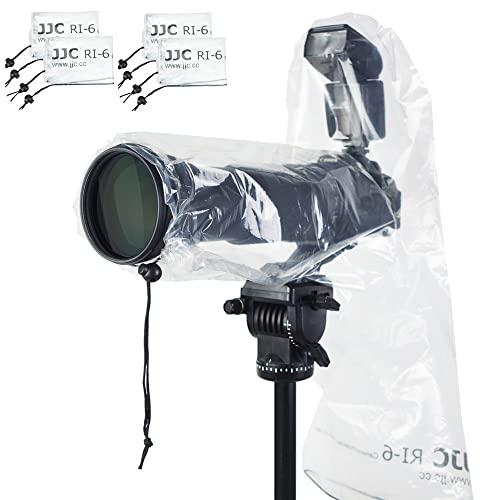 4 pezzi di copertura trasparente per fotocamera Canon Nikon Fujifilm Sony Olympus Panasonic Tamron Sigma e altre fotocamere DSLR, Flash Rain Coat Rain Sleeve Raincover
