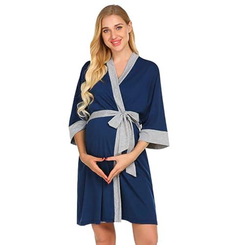 Generico Vestaglia Parto Ospedale Premaman e Allattamento | Abbigliamento maternità Post Parto, Accappatoio Donna da Notte in Cotone con Cintura
