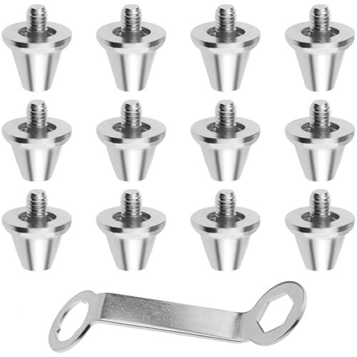 Tacchetti A Vite Per Scarpe, Tacchetti Di Ricambio In Alluminio, Tacchetti Di Ricambio Calcio, Tacchetti Da Calcio Compatibili, 8 Argento 11Mm, 4 Argento 13Mm, 1 Argento Chiave, Picchi Di Calcio
