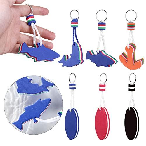 Forreen Portachiavi Galleggiante per Barca - 6 Pezzi Leggero Eva Schiuma Ovale Delfino Ancora Creativo Squalo - per Nuoto, Immersioni, Pesca, Vela, Kayak