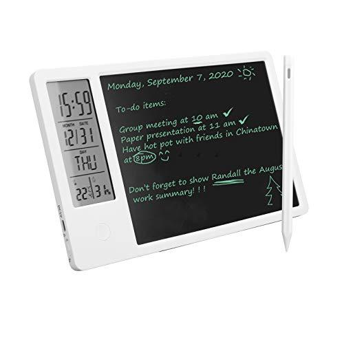 Tavoletta da scrittura LCD con stilo, calendario elettronico da tavolo Lavagna per scrittura a mano LCD Type-C Blocco note con display digitale ricaricabile con funzione di allarme, per scuole, uffici