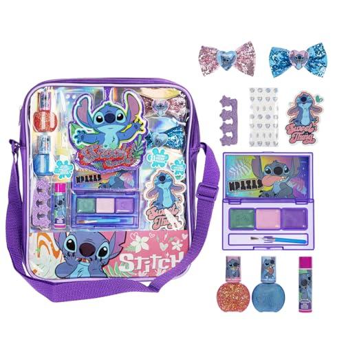 Disney Stitch La borsa a tracolla piena di trucco include lucidalabbra, smalto, fiocco per capelli e altro ancora! per ragazze, ideale per bambini dai 3 anni in su, perfetto per feste e rifacimenti
