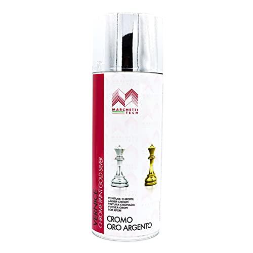 Marchetti Tech - Vernice Spray - Smalto Acrilico Professionale - A Rapida Essicazione e Facile Applicazione - Adatta a Qualsiasi Superficie - Colore: Argento - Made in Italy
