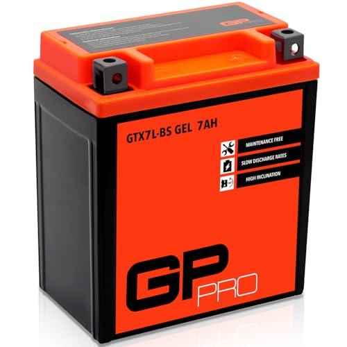 GP-PRO GTX7L-BS 12V 7Ah GEL Batteria di avviamento (compatibile con YTX7L-BS / 50614) (Esente da manutenzione / Sigillato) Moto Scooter Accumulatore