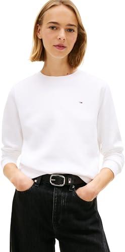 Tommy Jeans Tjw Reg S Flag Crew Dw0Dw19959, Felpa Pullover, Donna, Bianco (White), S