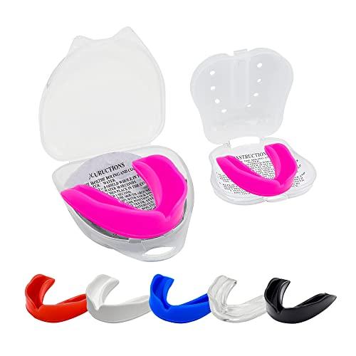 Hash Paradenti per adulti e ragazzi, ideale per scuola, sport da combattimento, rugby, calcio, hockey, Muay Thai, MMA, boxe, arti marziali, basket, con custodia (età 13 anni, rosa)