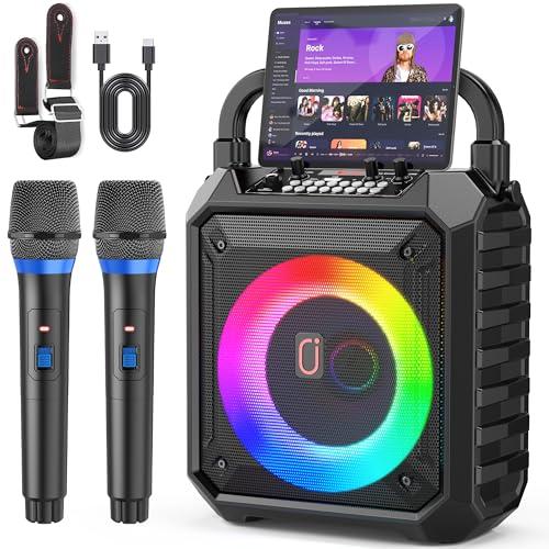 JYX karaoke con 2 microfoni wireless, Altoparlante portatile Bluetooth per Casse karaoke