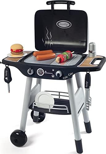 Smoby Barbecue, 7600312001, +3 Anni, con Griglia e Piastra, con 18 Accessori, Sistema Magic Flame