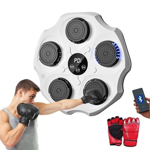 MAGIC SELECT Macchina da Boxe Musicale, Attrezzatura da Allenamento per Boxe a Parete in PU con Guantoni da Boxe, Pad da Boxe a LED, Bluetooth, Luci al Ritmo della Musica. (2 Mode, 43x43x5 cm)
