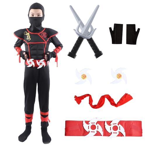 Wizland Ninja Vestito Fancy Ninja Costume Ragazzo Ninja Costume per Bambini Costume Halloween Carnevale Costume 7-9 anni