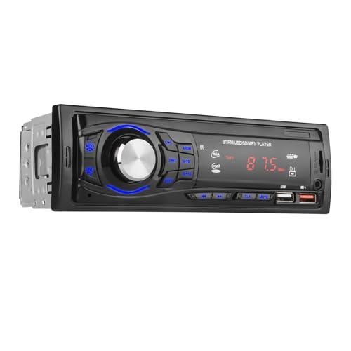 Autoradio Bluetooth 1 DIN - Stereo Auto con 2 Porte USB, Vivavoce Bluetooth, Radio FM, Supporto MP3 via USB/SD/AUX, Telecomando Incluso - Autoradio per auto 12V (nero)