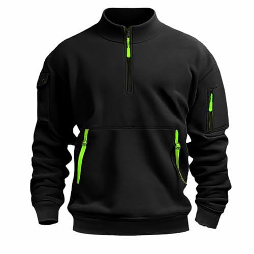 Meaunzyl Maglioni E Felpe da Lavoro da Uomo Senza Cappuccio, Cerniera Corta E Tasche con Cerniera, A Maniche Lunghe, vestibilità Comoda, Casual, Sportiva, Calda, per Felpa con Zip Ragazzi E Uomini