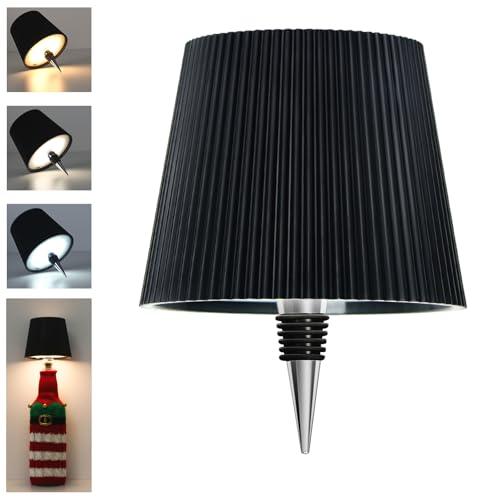 Beaeet lampada bottiglia LED Nero, ricaricabile USB-C, senza fili, IP54, 3 tonalità dimmerabili, per bottiglie in vetro da tavolo, balcone, terrazza, campeggio, feste