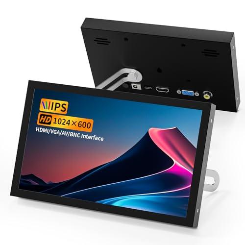 Aurevita Mini Monitor HDMI da 7 pollici, VGA con AV BNC, 1024 × 600 schermo LCD, altoparlanti integrati, 178 ° IPS, multifunzione