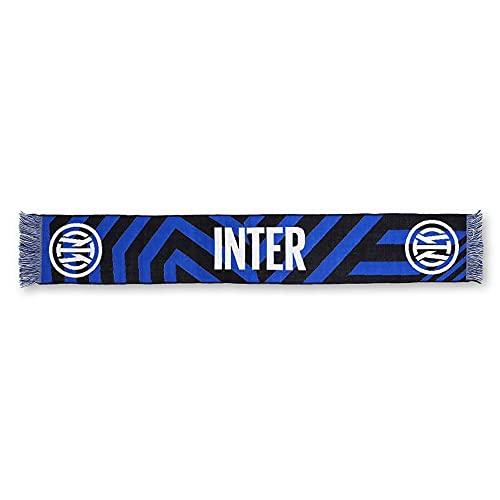 Inter Sciarpa Nuovo Logo Jaquard, Diverse Colorazioni, Stadio Unisex-Adulto, Motivo Strisce Nero/Blu, Taglia Unica