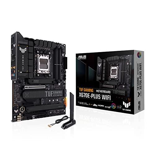 ASUS TUF GAMING X670E-PLUS WIFI, Scheda Madre ATX, AMD X670, AMD AM5, DDR5, PCI 5.0, Realtek 2.5Gb Ethernet, WiFi 6E (802.11 ax), 4xM.2, 4xSATA 6GB/s, Realtek 7.1 Surround, Aura Sync RGB, Nero