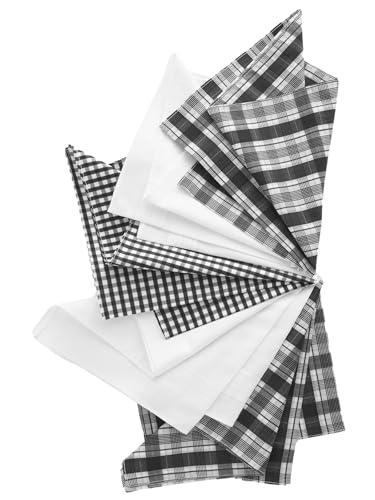NEXT Confezione da 5 fazzoletti a fiori geometrici in 100% cotone White/Black Check one size