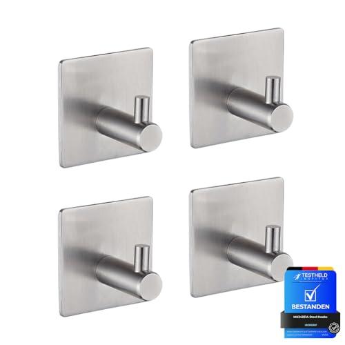 Ibergrif MK34251A - Ganci autoadesivi resistenti, per bagno o cucina, 4 pezzi, colore: argento