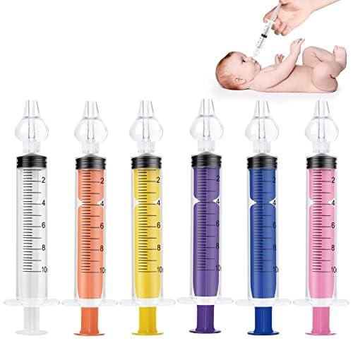 Vicloon Irrigatore Nasale, 6 Pezzi 10 ml Dispositivo di Risciacquo per Lavaggio Cavo Nasale con 6 Punta di Aspirazione in Silicone,Siringa per Lavaggi Nasali Bambini, Sicuro per il Naso, Colorato