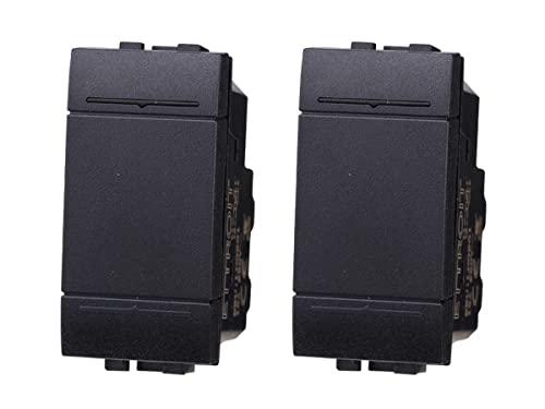 2 Pezzi Interruttore Unipolare 1P 1M 16A, Compatibile Con Bticino Living Light (Nero)
