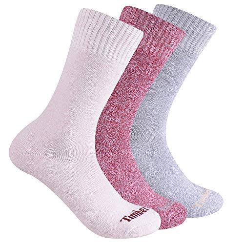 Timberland Women's 3-Pack Ribbed Marled Boot Socks, Cameo Rose, One Size