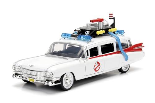 Jada Ghostbuster ECTO-1, in Scala 1:24 Die-Cast, Funzionamento a Ruota Libera, Parti Apribili, Bianco, Taglia Unica
