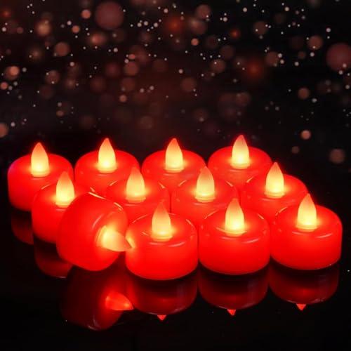 wisdom line Candele LED elettriche, 8 pezzi, rosso, senza fiamma, per matrimoni, Halloween, Natale, decorazione da tavolo, lunga durata (Rosso)