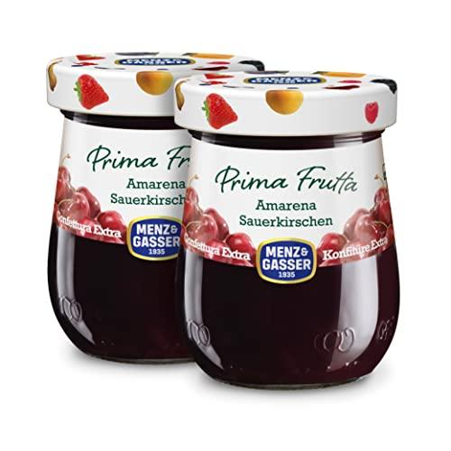 Menz&Gasser, Confettura Extra di Amarena Prima Frutta, con 50% di Frutta, Realizzata con Frutta di Alta Qualità IQF, Lavorata in Trentino-Südtirol, Naturalmente Senza Glutine, Vegan, 2x340 g