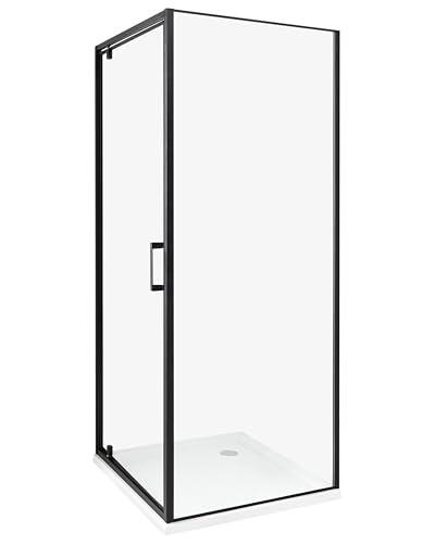 Box Doccia Vetro Temperato Cornice nero Porta Singola 70 x 70 x 185 cm