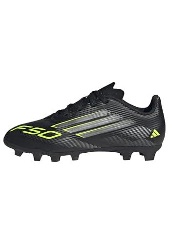 adidas Unisex - Bambini e Ragazzi F50 Club Firm Ground/Multi Ground Football Boots Kids, Core Black/Iron Metallic/Lucid Lemon, 36 EU