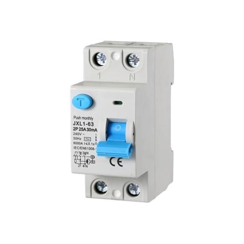 gloca Interruttore Differenziale Puro Salvavita 2P 30mA 220V-6KA 2 Moduli DIN (25 Ampere)