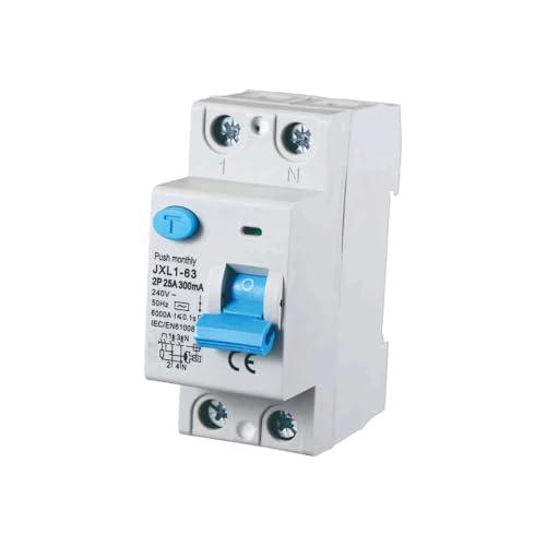 gloca Interruttore Differenziale Puro Salvavita 2P 300mA 220V-6KA 2 Moduli DIN (25 Ampere)