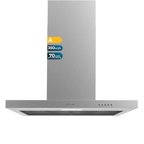 Cecotec Cappa Aspirante 70 cm Flux TM 703500 Inox A. Potenza Di Aspirazione 350M3/H, Motore 70W, Controllo Meccanico, 3 Livelli Di Potenza, Luce E Filtro Al Carbonio, Inox