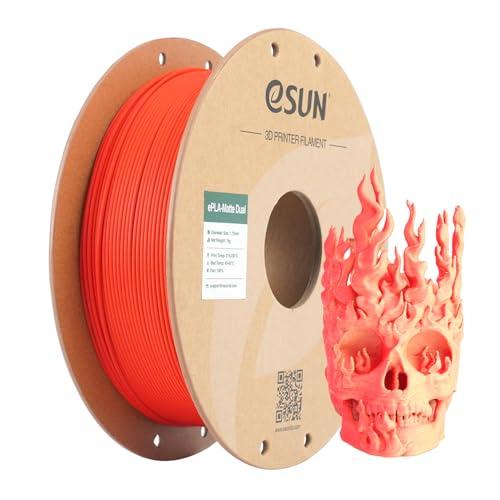 eSUN Filamento opaco a doppio colore, filamento PLA opaco da 1,75 mm, struttura smerigliata, bobina da 1 kg (2,2 libbre) Filamento di stampa 3D per stampanti 3D, Giallo rosso
