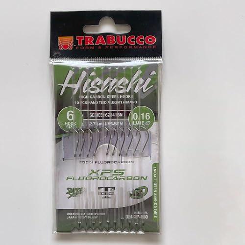 Lenza Montata Trabucco HISASHI Trota – Amo Serie 62041BN Nickel Regular – XPS 100% Fluorocarbon– Lunghezza 170/270 cm – Laghetto e Torrente (Hook #6 | Ø 0.16 mm | 270 cm)