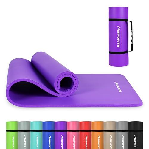 MSPORTS Tappetino da ginnastica Premium con tracolla + poster per esercizi + app per allenamento, tappetino fitness delicato sulla pelle, 190 x 80 x 1,5 cm, viola – tappetino da yoga senza ftalati