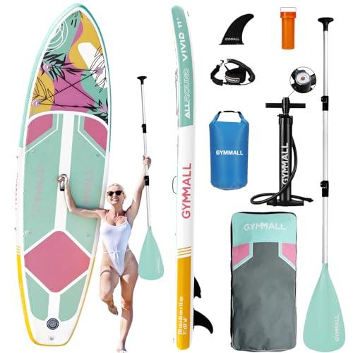 GYMMALL SUP Gonfiabile, Tavola SUP Gonfiabile per Adulti e Ragazzi di Tutti i Livelli, Design Ampio e Antiscivolo della Tavola, con Accessori Premium e Borsa Storage Inclusi