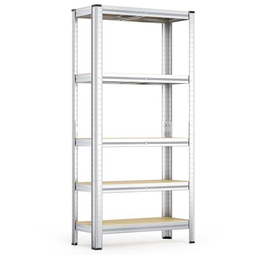 Wiltec Scaffale per carichi Pesanti zincato 154x75x30cm 875 kg Sistema a Incastro Acciaio 5 Ripiani