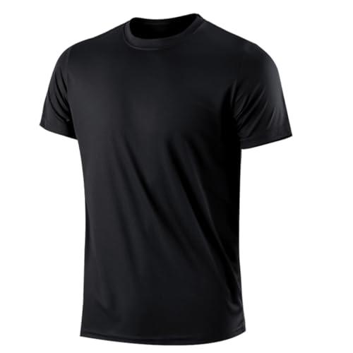 Maglietta da uomo Active Quick Dry Crew Neck | Atletica Corsa Palestra Allenamento Manica Corta Tee Top, nero, XL