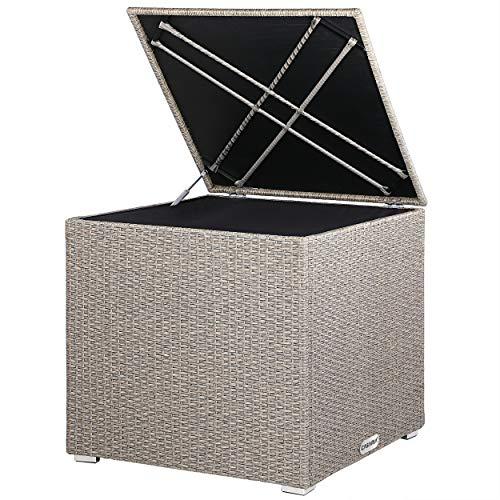 Casaria® Baule da Giardino 318 L Impermeabile 75x75x70cm Contenitore Esterno Polyrattan Beige