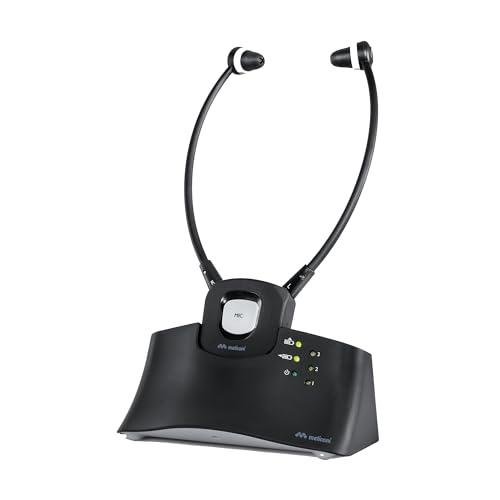 Meliconi Cuffie Steto Digital, Cuffie Stetoscopiche Wireless con Base di Ricarica, Microfono d’ambiente e altre funzionalità avanzate per anziani, Durata 16 Ore, Ingressi audio Analogico e Digitale