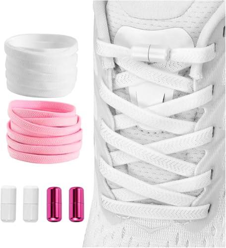 Shecret 2 Paia Elastici Lacci con Chiusura in Metallo, Lacci Senza Nodo No Tie Lacci, Durable Lacci Elastici per Bambini e Adulti, Adatto a Tutte Le Scarpe, per Scarpe Sportive, Scarpe Casual