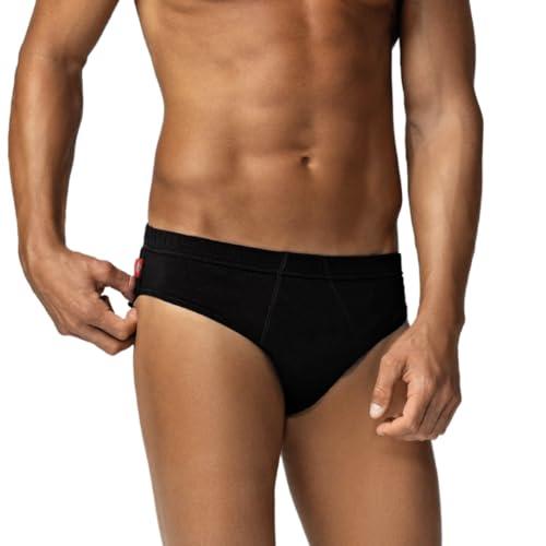 Liabel Slip Uomo (Pacco da 3) in Cotone, Mutande con Elastico, Confezione da 3 Pezzi, Bianco/Nero/Grigio