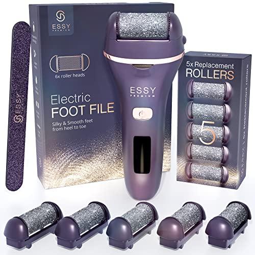 Essy Pedicure Elettrico Professionale Piedi Calli Talloni Screpolati Lima Elettrica per Piedi Togli Calli Pelle Secca Dura Raspa Piedi Professionale Esfoliante Kit per Duroni (Viola)