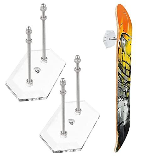 Rebanky 2 Pezzi Ganci per Skateboard da Parete Supporto da Parete per Skateboard Display e Stoccaggio,Acrilico,Clear